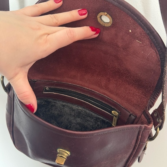 Vintage roots genuine leather Burgundy brown Crossbody Bag boho artsy western - Picture 6 of 10